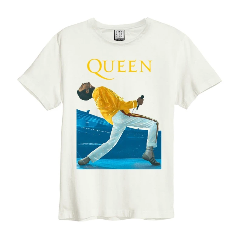 Image of Amplified Amplified Men Freddie Mercury Triangle Queen T-Shirt in White Size: X-Small White XS Male 5059699794078