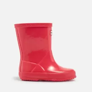 Image of Hunter Kids First Classic Gloss Wellington Boots - Rowan Pink - UK 5 Toddler