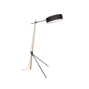 Image of Ano Tripod Floor Lamp 3 Light Wood Lampshade