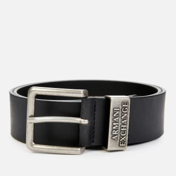 Image of Armani Exchange Mens Metal Buckle Leather Belt - Black - W34