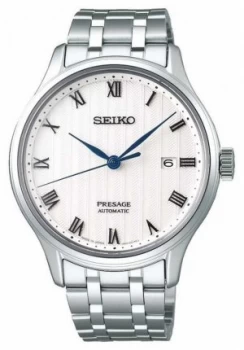 Image of Seiko Presage Mens Automatic White Dial Stainless Steel Watch