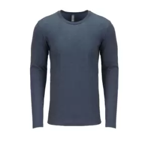Image of Next Level Adults Unisex Long Sleeve Tri-Blend Crew T-Shirt (S) (Indigo)