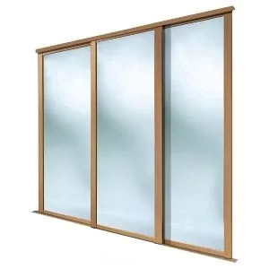 Image of Spacepro Shaker Mirrored Oak Effect 3 Door Sliding Wardrobe Door Kit (H)2260mm (W)2136mm