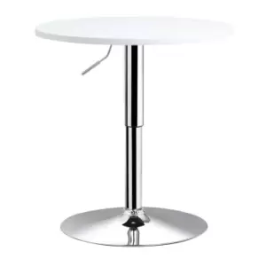 Image of 60cm Adjustable Height Round Bar Table With Swivel Top Metal Frame White