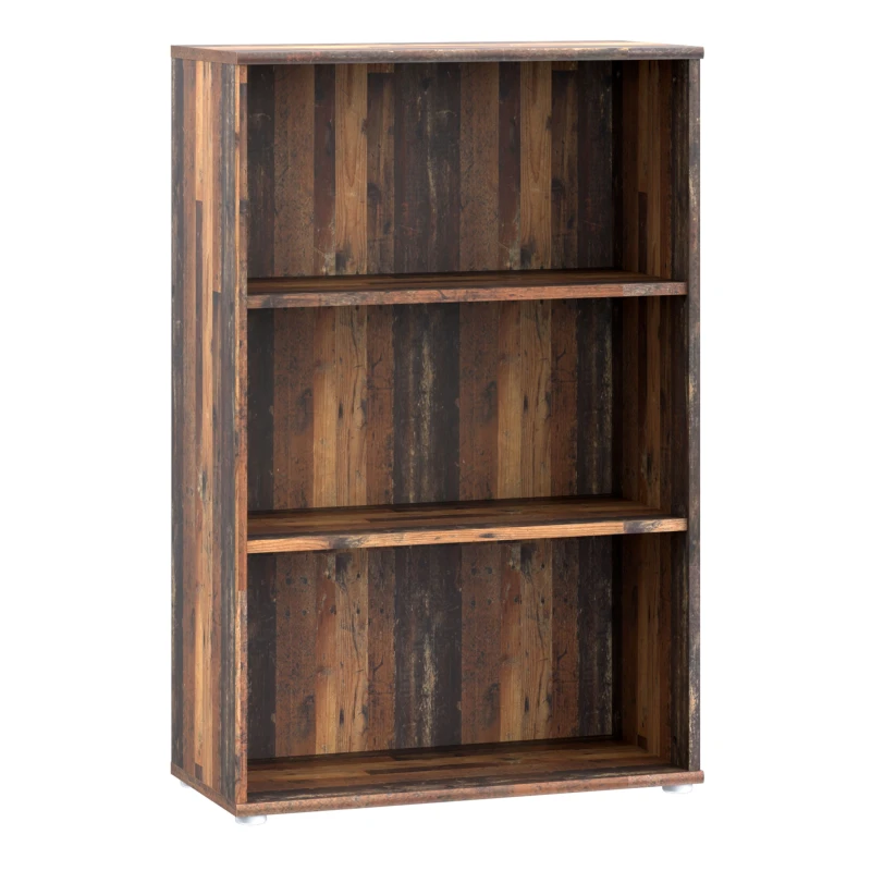 Image of Furniture To Go Essential Tall Wide 2 Shelf Bookcase in Vintage Oak in Dark Brown Dark Brown Unisex