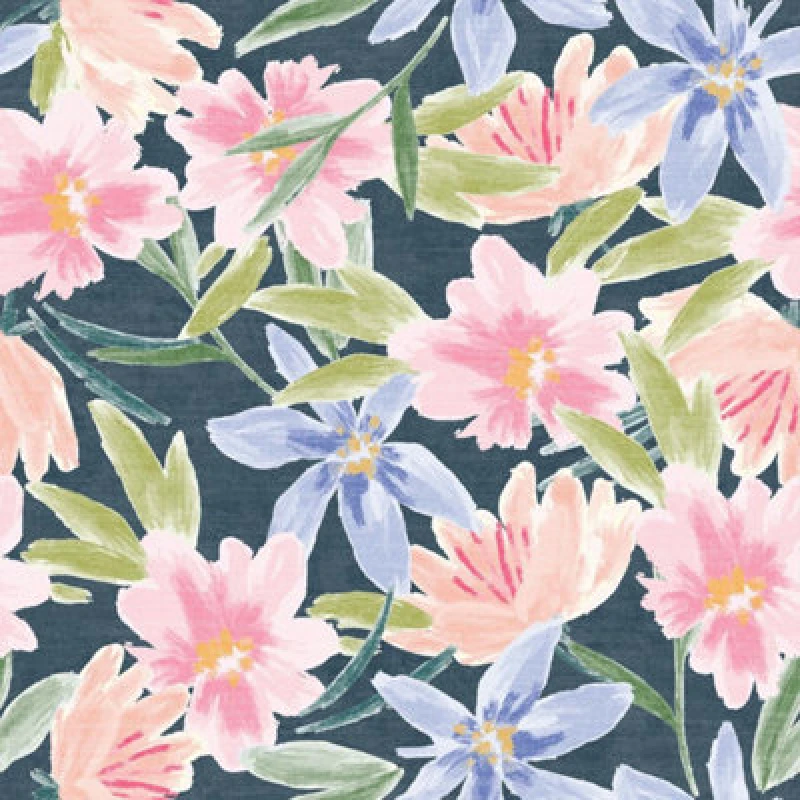Image of Arthouse Watercolour Floral Navy Wallpaper
