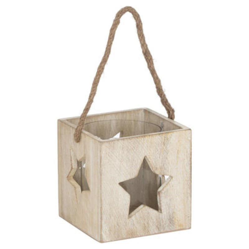 Image of Hill Interiors Washed Wood Large Star Tealight Candle Holder