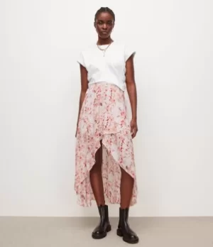 Image of AllSaints Womens Slvina Momo Skirt, Pink, Size: 4