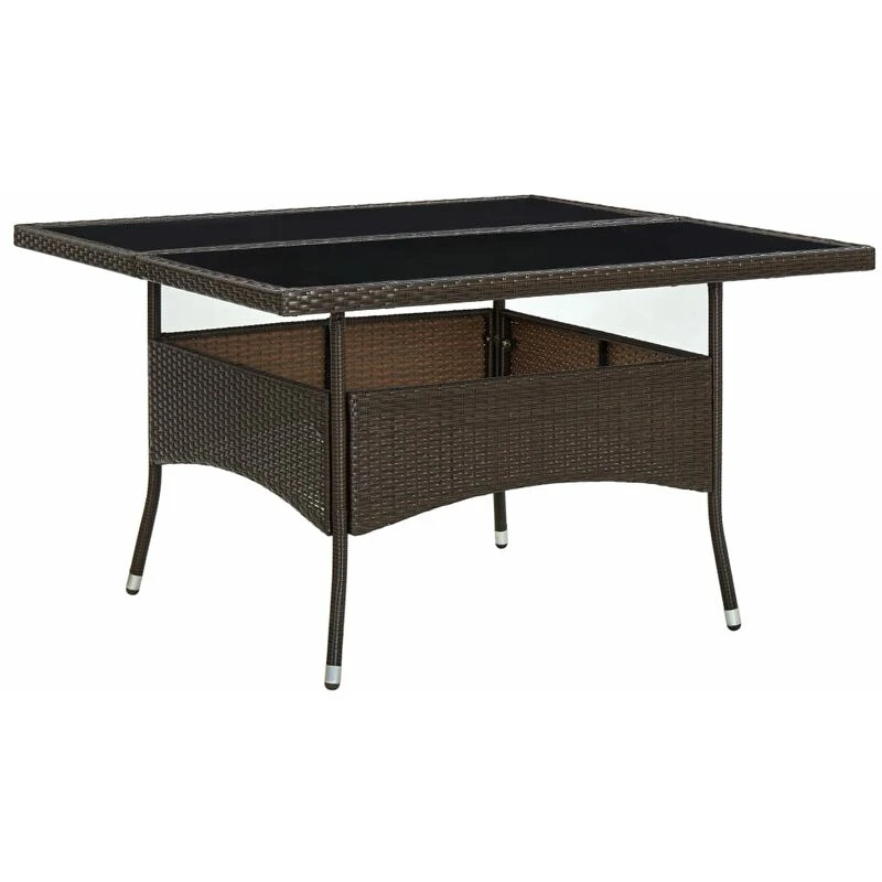 Image of VIDAXL Outdoor Dining Table Brown Poly Rattan and Glass Vidaxl 8720286089330
