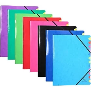 Image of Iderama Stapled Multipart File A4, 12 Sections, Assorted, Pack of 8