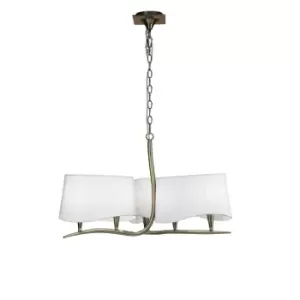 Image of Ninette Pendant 3 Arm 6 Light E14, Antique Brass With Ivory White Shades