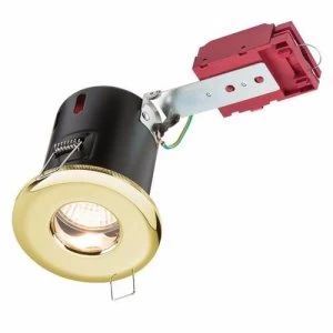 Image of KnightsBridge IP65 GU10 50W 230V LED IC Fire Rated Fixed Shower Downlight - Brass