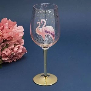 Image of Fabulous Flamingo Wine Glass with Gold Electroplating