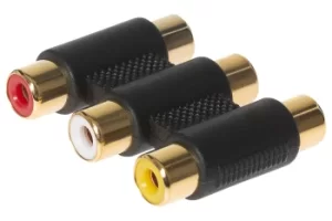 Image of Maplin Triple RCA to 3 x RCA Phono Coupler Female to Female Extender Connector Adapter
