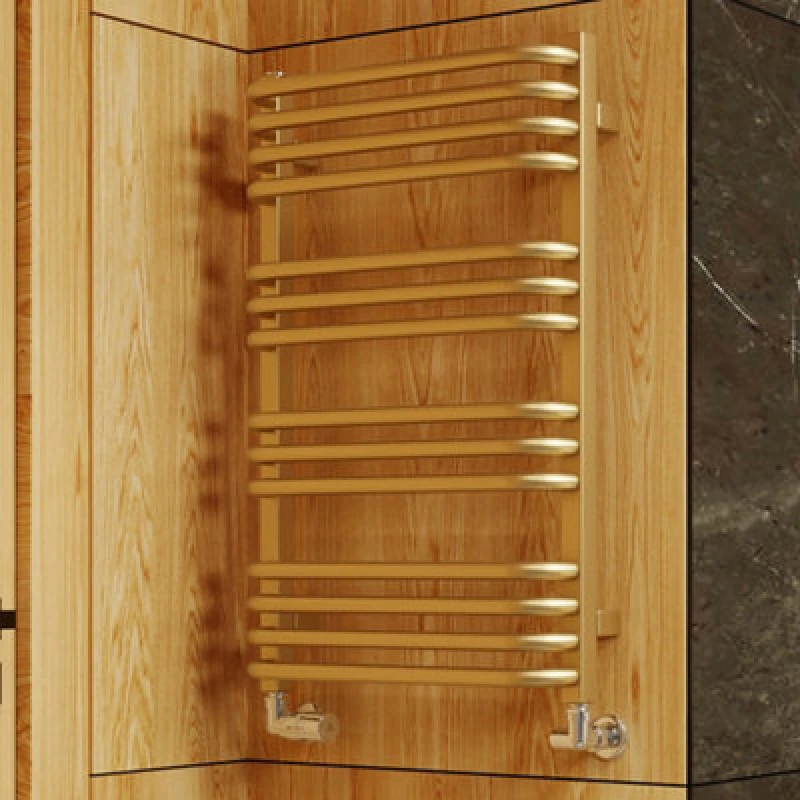 Image of Terma Alex T-Rail Brass Effect Electric & Gas Flat Towel Warmer (W)500mm X (H)760mm