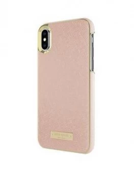 Image of Kate Spade New York New York Wrap Case For iPhone X Saffiano Rose GoldGold Logo Plate