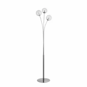 Image of Nielsen Baccio Modern 3 Light Polished Satin Silver Floor Lamp Clear And Frosted Glass And Scribble Ball Globe Shades