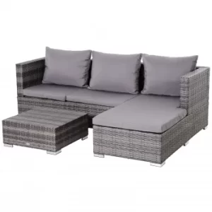 Image of Outsunny 4-Seater Outdoor Garden PE Rattan Furniture Set Grey