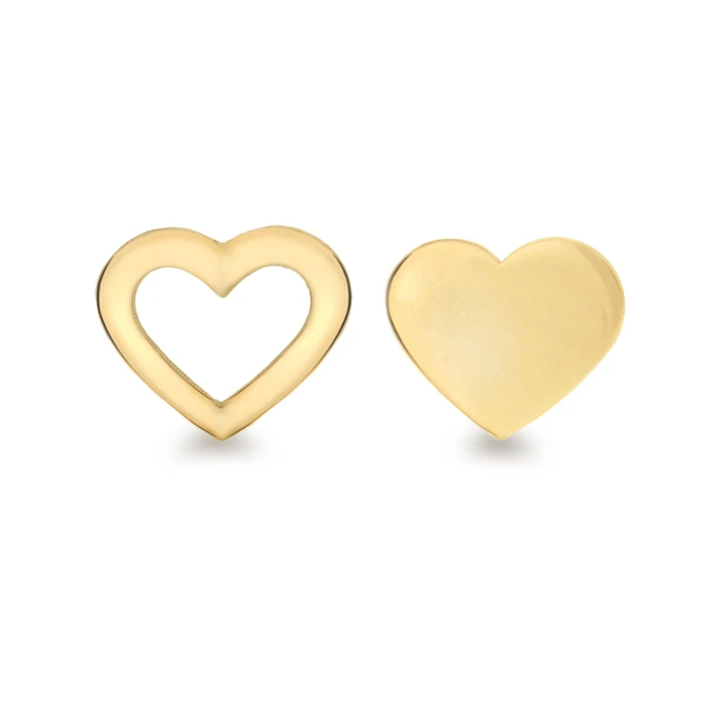 Image of Be You 9ct Gold Cutout-Heart & Heart Studs Gold female One Size