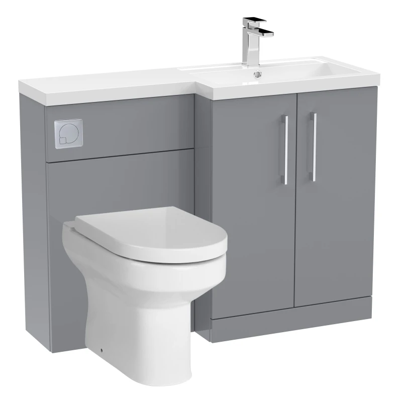 Image of Balterley Floor Standing Vanity Basin WC Unit Pan Seat Cistern Right Hand Grey Grey