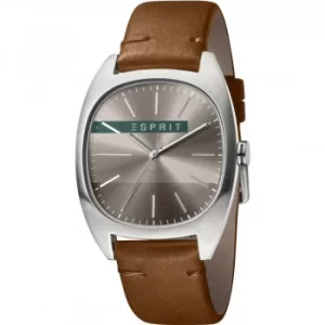 Image of Esprit Infinity Mens Watch featuring a Dark Brown Leather Strap and Dark Grey Dial