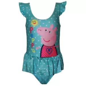 Image of Peppa Pig Baby Girls Sunshine One Piece Swimsuit (18-24 Months) (Pale Turquoise)