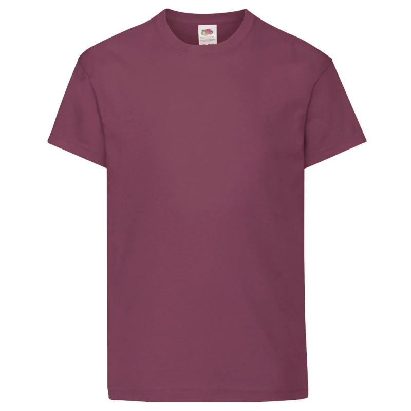 Image of Fruit of the Loom Original Short Sleeve T-Shirt in Burgundy Size: 12-13 Years Burgundy Unisex 12-13 Years