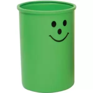 Image of Slingsby Open Top Waste Bin With Smiley Face Logo - Green