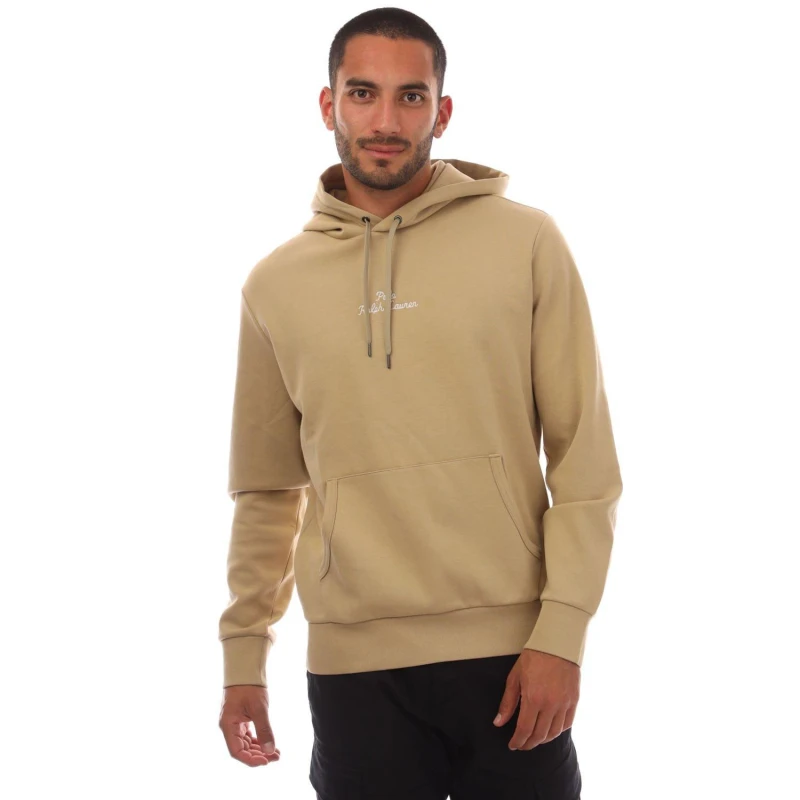 Image of Ralph Lauren Script Chest Logo Hoodie Khaki male S