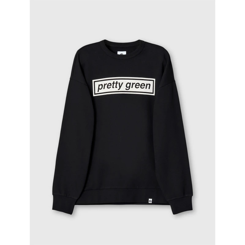 Image of Pretty Green Mens Box Print Sweatshirt Black male X Small