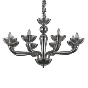 Image of Casanova 8 Light Multi Arm Chandelier Smokey Finish, E14
