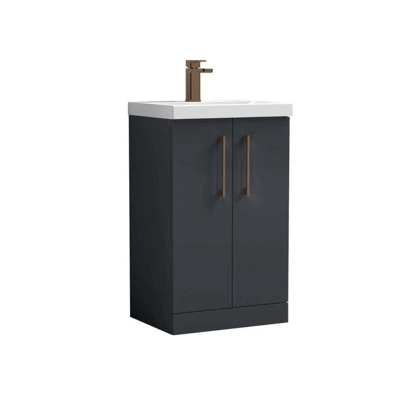 Image of BALTERLEY Balterley Level Modern Bathroom 2 Soft Close Door & Mid-Edge Vanity Unit Basin, Dark Grey, 500mm BALARN1401AH1516