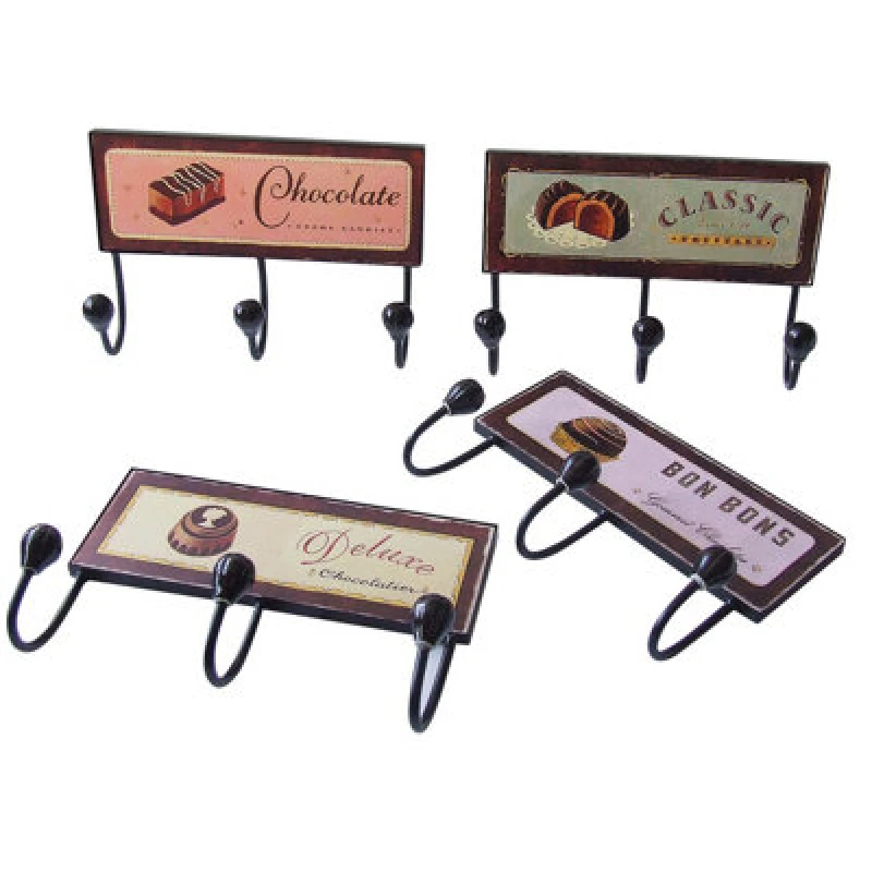 Image of Premier Housewares Set of 4 Le Chocolate Assorted Door Hanger Black