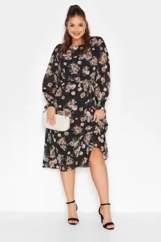 Image of Yours Curve Floral Long Sleeve Dress