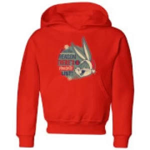 Image of Looney Tunes I'm The Reason There Is A Naughty List Kids Christmas Hoodie - Red - 11-12 Years