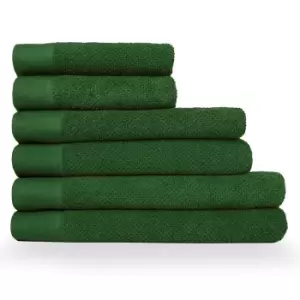 Image of Textured Weave 6 Piece Hand/Bath/Sheet Towel Set Dark Green