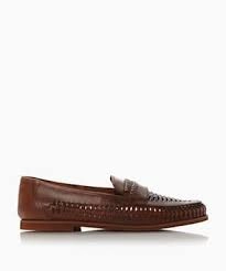 Image of Dune Tan 'Brighton Rock' Woven Leather loafers - 6
