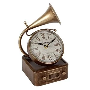 Image of Hometime Metal Mantel Clock - Gramophone