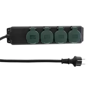 Image of REV 0512468555 power extension 1.4 m 4 AC outlet(s) Outdoor Black,...