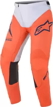 Image of Alpinestars Racer Braap Motocross Pants, white-orange, Size 34, white-orange, Size 34