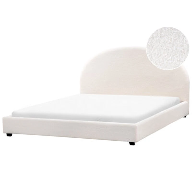 Image of Beliani Bed Boucle Vaucluse 180 X 200 Cm (Eu Super King) Off-White