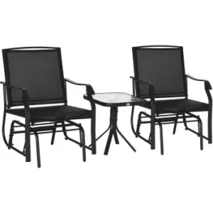 Image of 3 pcs Outdoor Sling Fabric Rocking Glider Chair w/ Table Set Black - Black - Outsunny