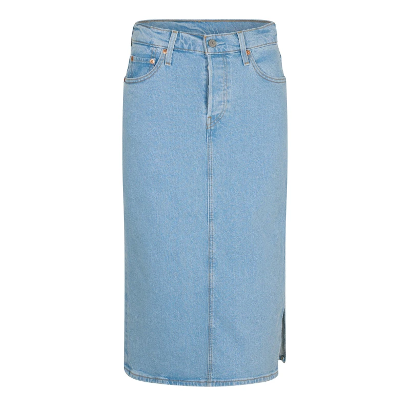 Image of Levis Womens Side Slit Denim Skirt Light Stonewash female 25 L32