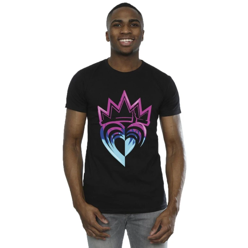 Image of Disney Men Descendants Pink Crown T-Shirt in Black Size: Small Black S Male 5063283175310