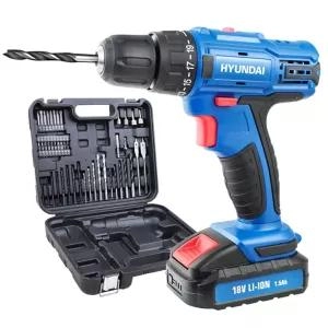 Image of Hyundai 18v 1.5AH Li-Ion Cordless Drill with 89 Piece Drill Accessory HY2175 Kit