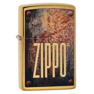 Image of Zippo Rusty Plate Design Brass Regular Windproof Lighter