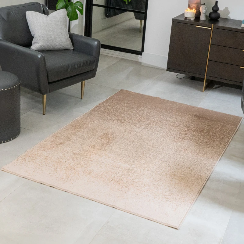 Image of Fusion 'Lex' Ombre Print 120x180cm Non-Slip Reverse Washable Rug Natural