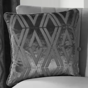 Image of Marco Geometric Woven Jacquard Filled Cushion, Slate, 43 x 43cm - Curtina