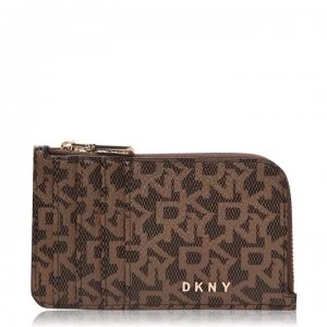 Image of DKNY Logo Zipped Card Holder - Mocha Vic 9MV