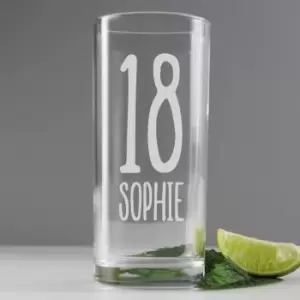 Image of Personalised Big Age Hi Ball Glass Clear